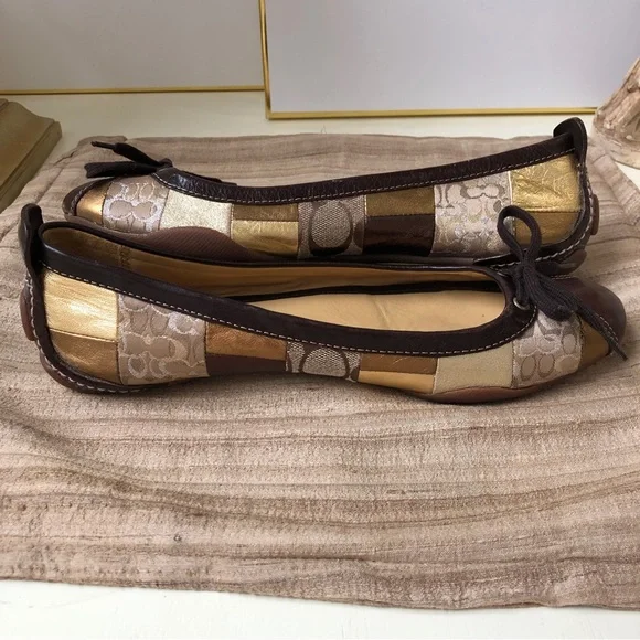 Coach Jenilee Mosaic Metallic Ballet Driving Flat Leather Patchwork Shoes 8.5 M - Picture 2 of 7